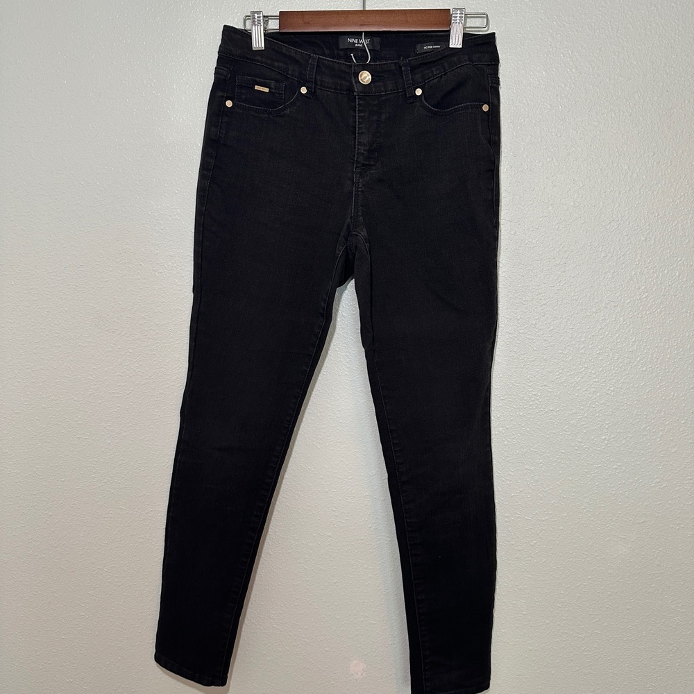 Nine West Jeans Womens 4 Black Mid Rise Skinny Stretch Denim Pants
